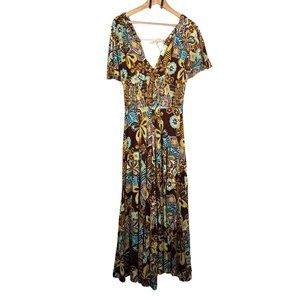 Anthropologie Le shack Paisley print maxi boho dress sz 10